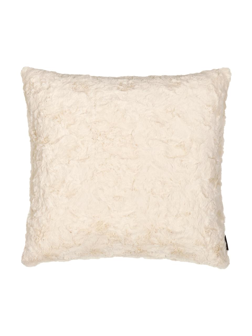 Housse de coussin 45x45 fourrure synthétique blanc crème Isis, Blanc crème