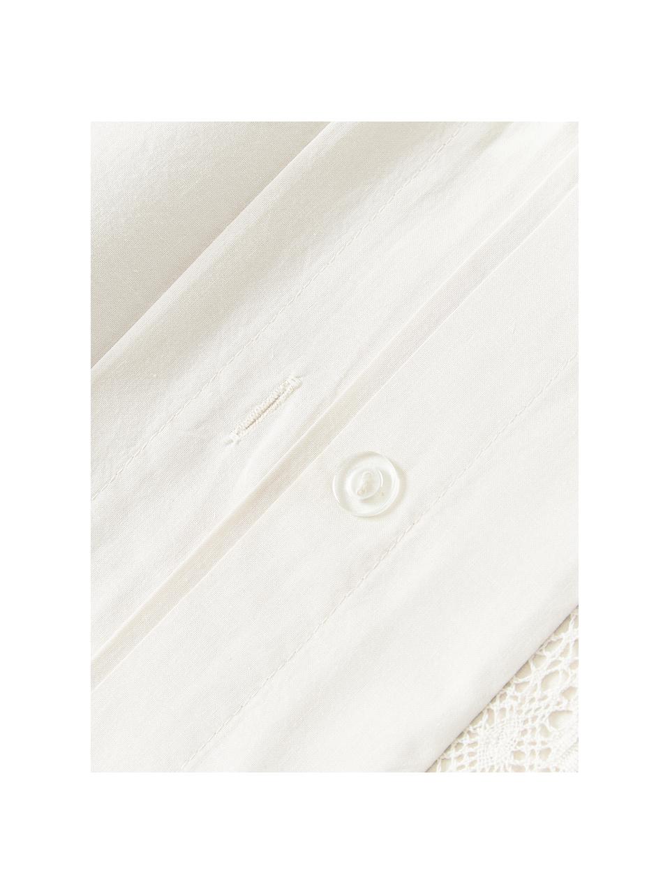 Funda nórdica de algodón con volantes Adoria, Blanco, Cama 90 cm (155 x 220 cm)