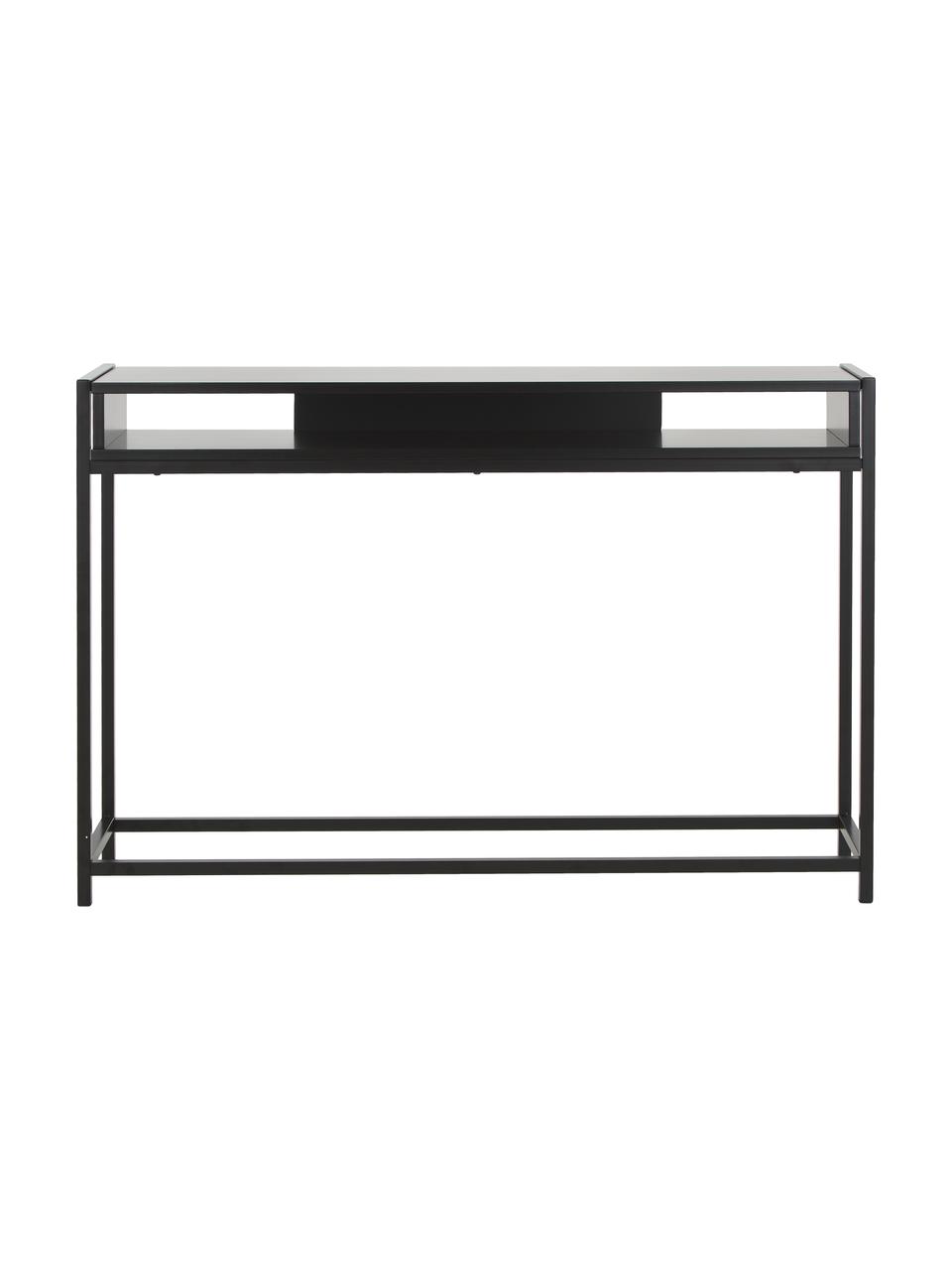 Sidetable Fushion met opbergruimte, Frame: gepoedercoat metaal, Zwart, 122 x 81 cm