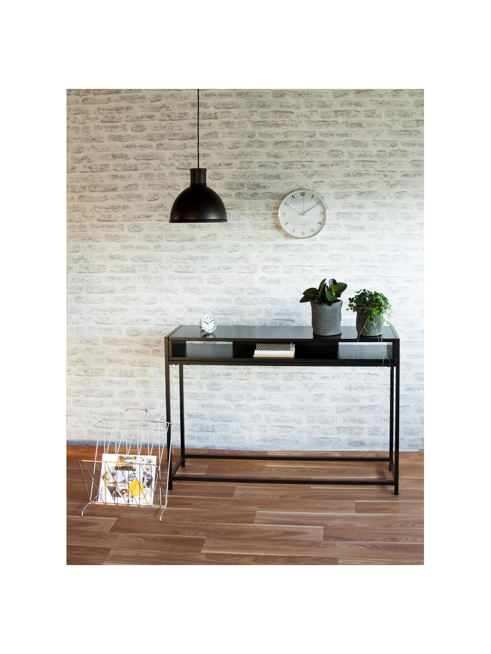 Sidetable Fushion met opbergruimte, Frame: gepoedercoat metaal, Zwart, 122 x 81 cm