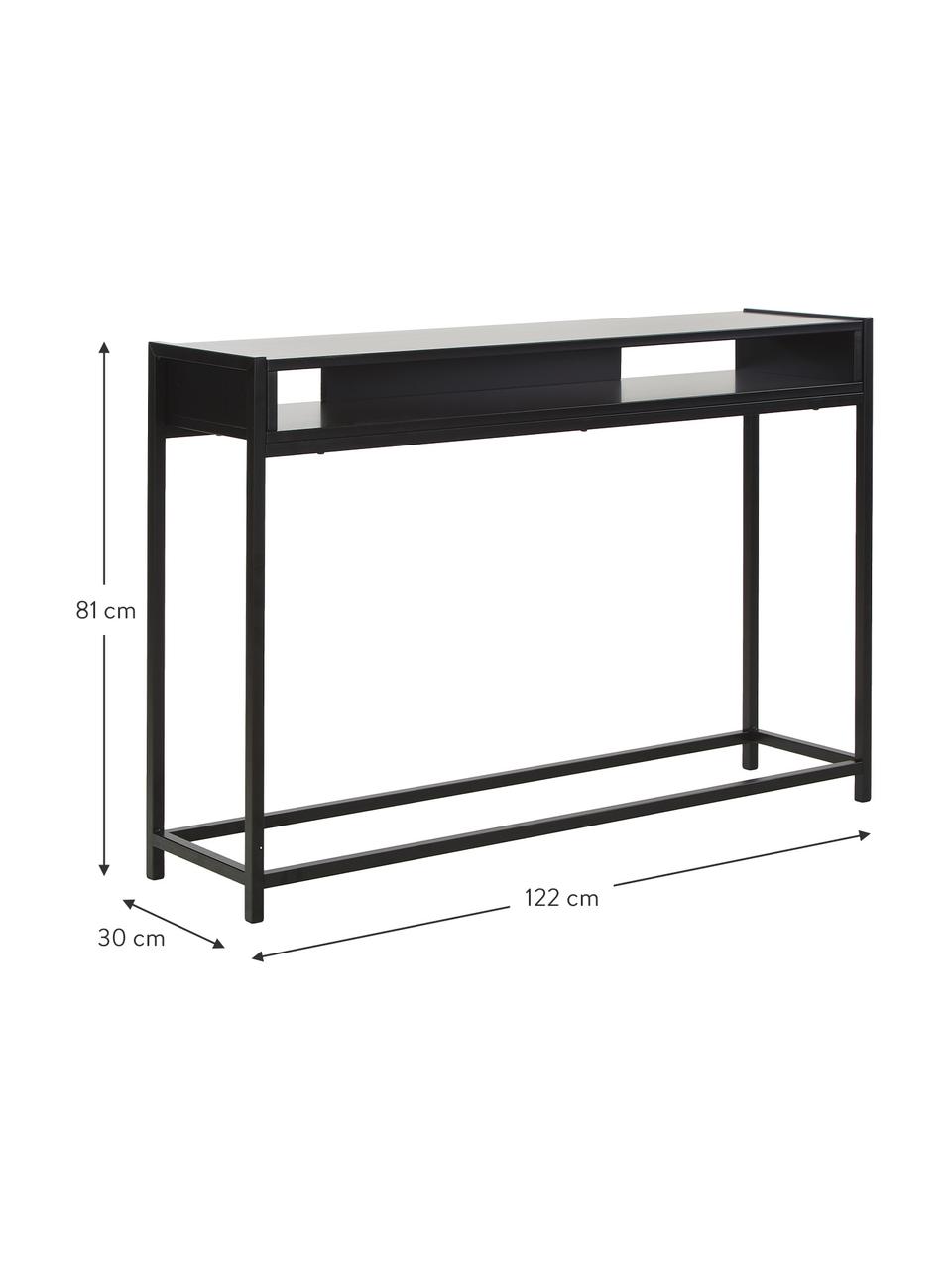 Sidetable Fushion met opbergruimte, Frame: gepoedercoat metaal, Zwart, 122 x 81 cm