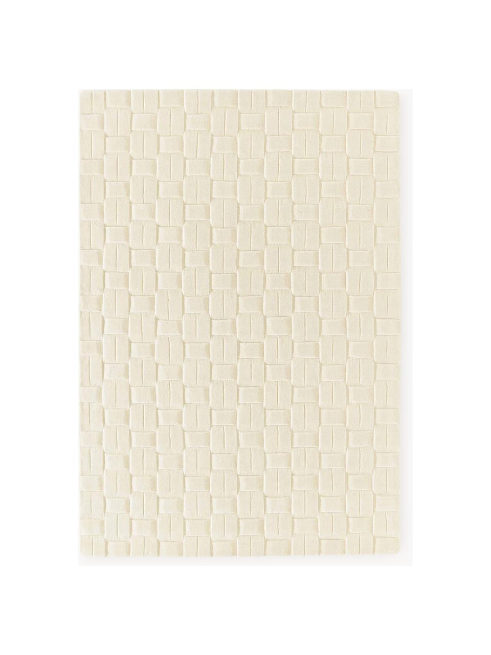 Alfombra artesanal de lana texturizada Orlando, 100% lana (certificado RWS)

Las alfombras de lana se pueden aflojar durante las primeras semanas de uso, la pelusa se reduce con el uso diario., Blanco crema, An 80 x L 150 cm (Tamaño XS)