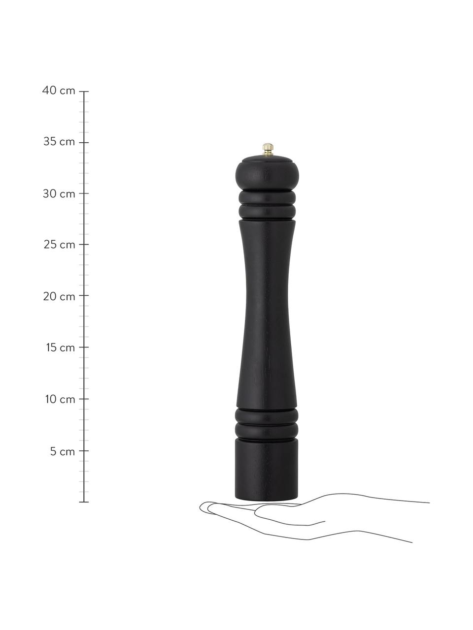 Macinapepe in legno con macinino in ceramica Aronas, Albero della gomma, Nero, Ø 7 x Alt. 35 cm