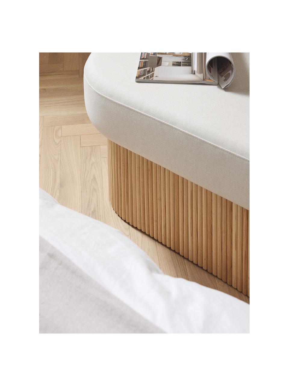 Panca imbottita con vano contenitore Nala, Rivestimento: 100% poliestere Con 40.00, Struttura: legno di frassino Il mate, Tessuto beige chiaro, legno di frassino chiaro, Larg. 122 x Prof. 48 cm