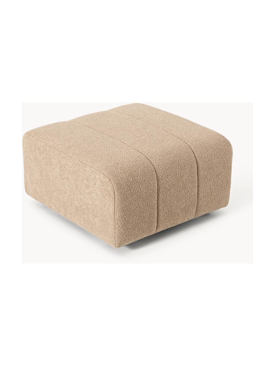 Pouf en bouclette Lena, Bouclette beige, larg. 78 x prof. 75 cm