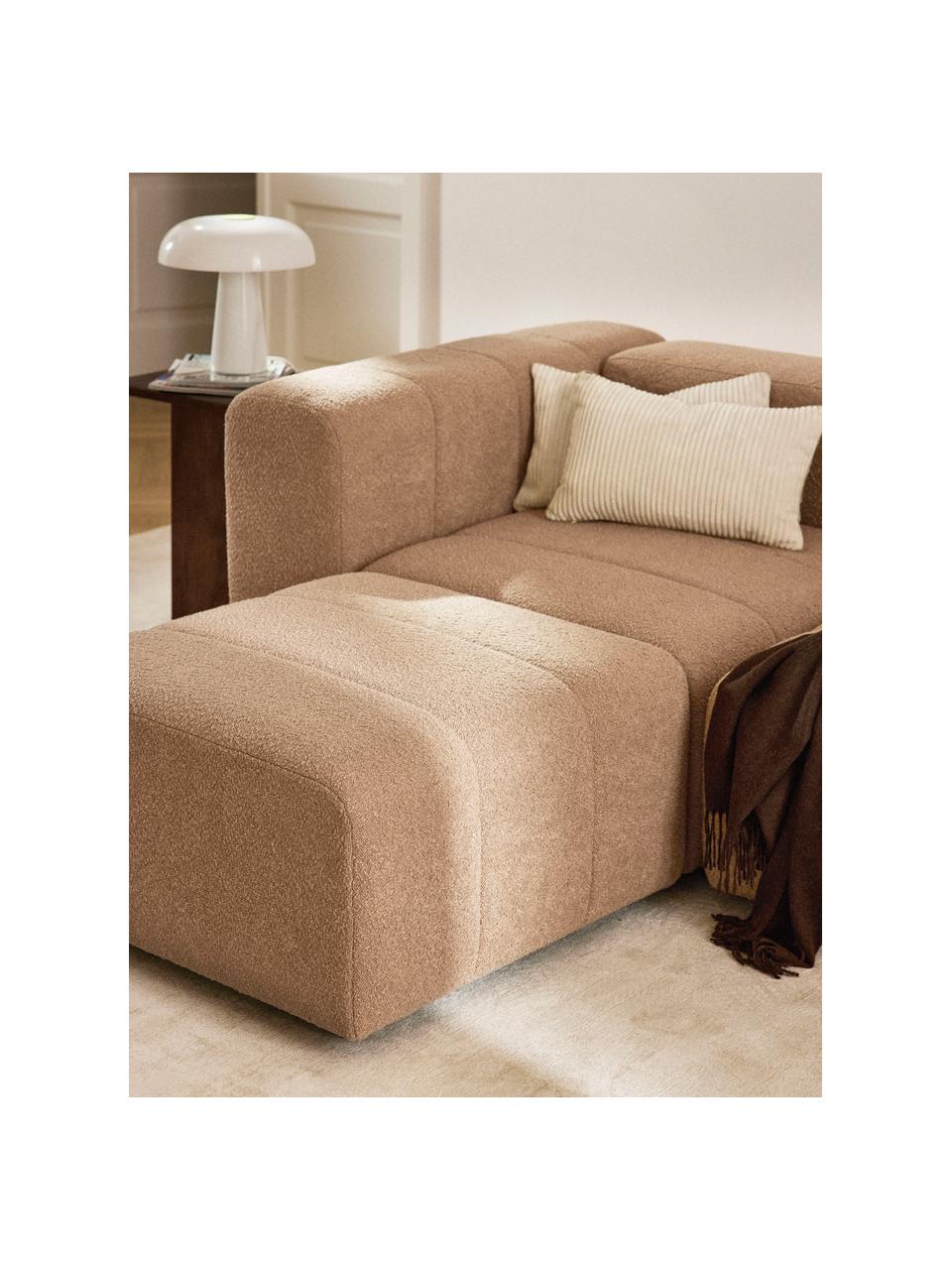 Pouf en bouclette Lena, Bouclette beige, larg. 78 x prof. 75 cm