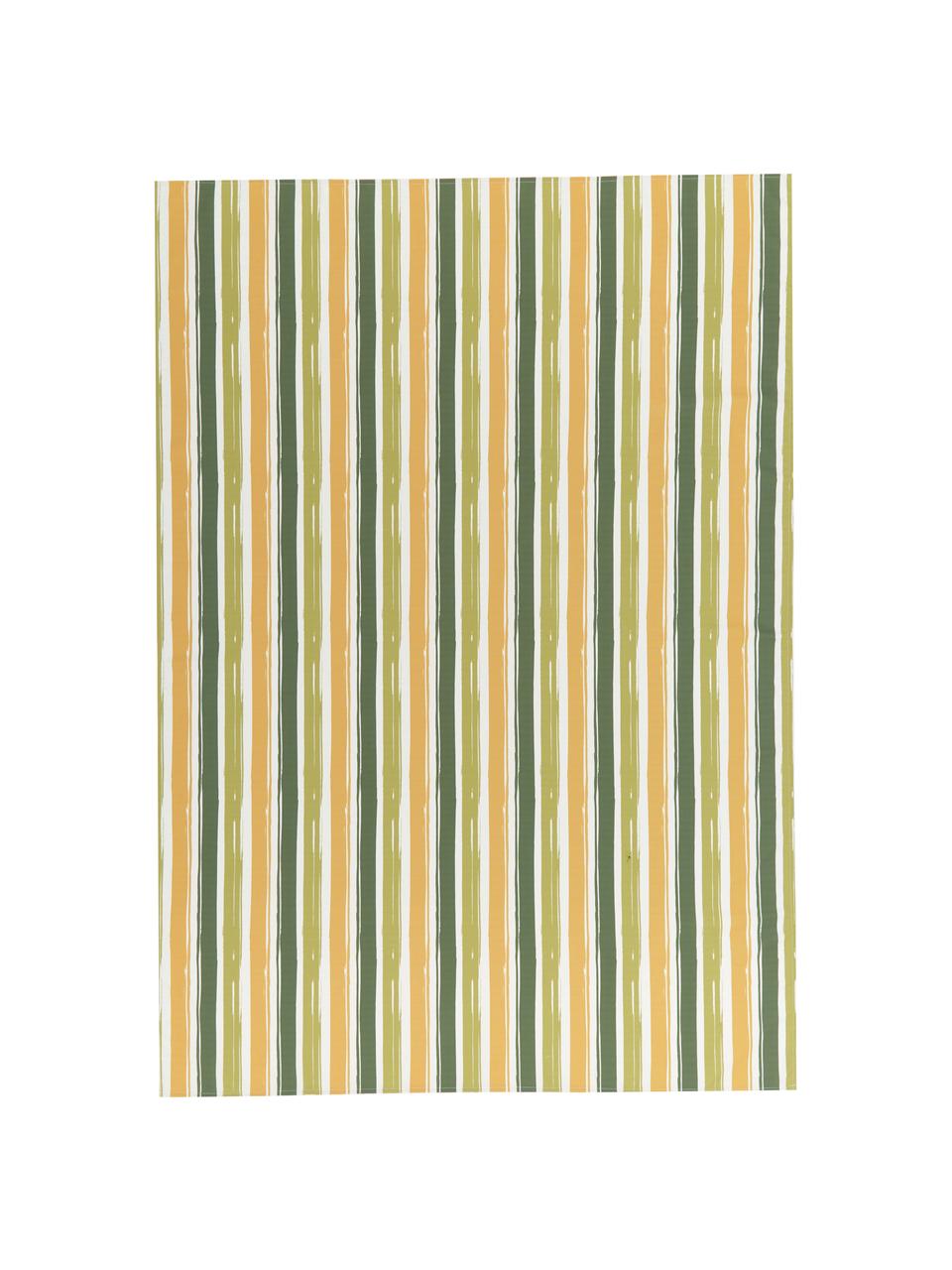 Mantel Greca antimanchas de teflón, 100% poliéster con revestimiento de teflón, Verde, mostaza, De 8 a 10 comensales (An 135 x L 280 cm)