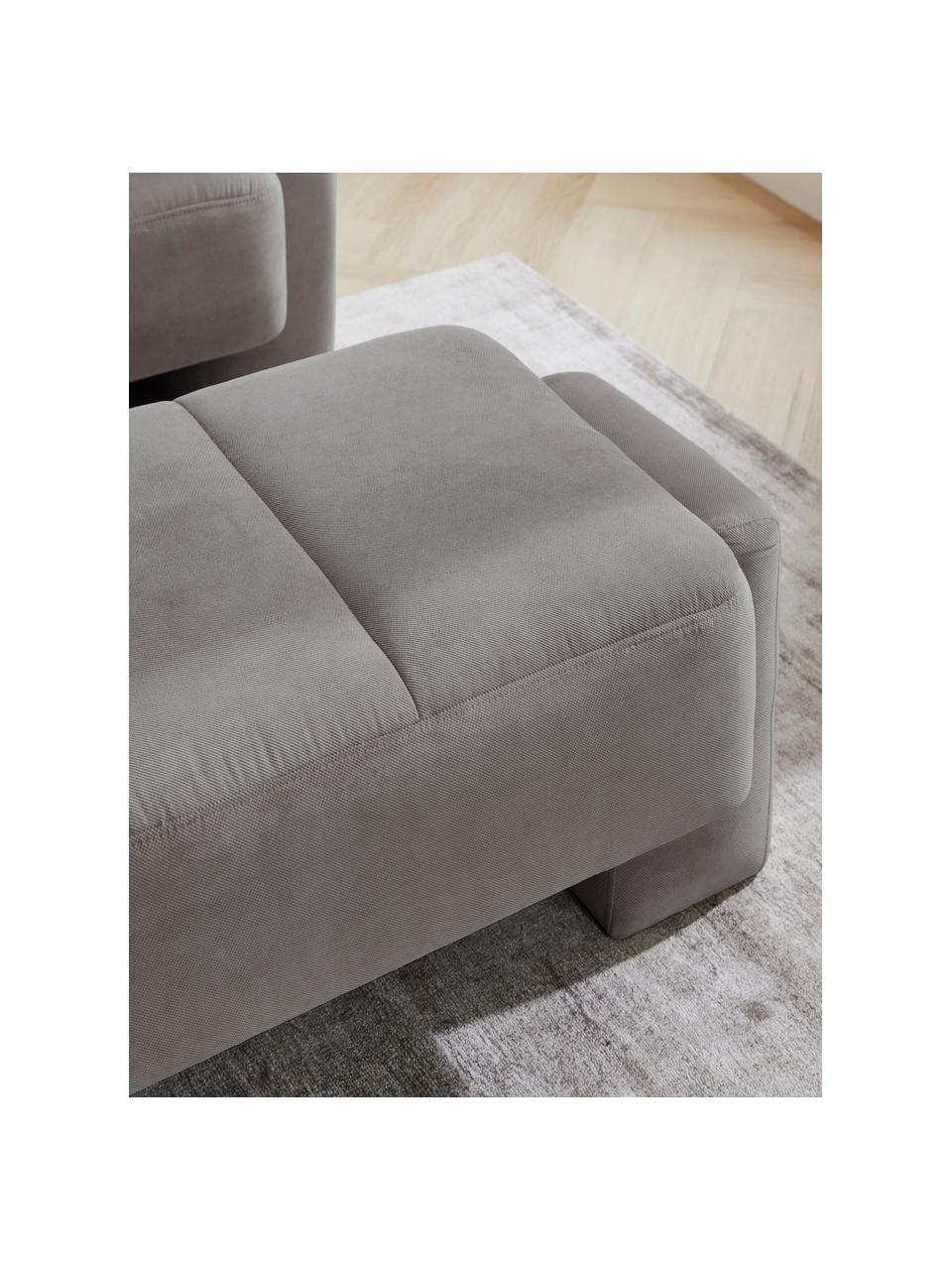Sgabello da divano Bobi, Rivestimento: 88% poliestere, 12% nylon, Struttura: legno di pino massiccio, Tessuto grigio scuro, Larg. 90 x Prof. 55 cm