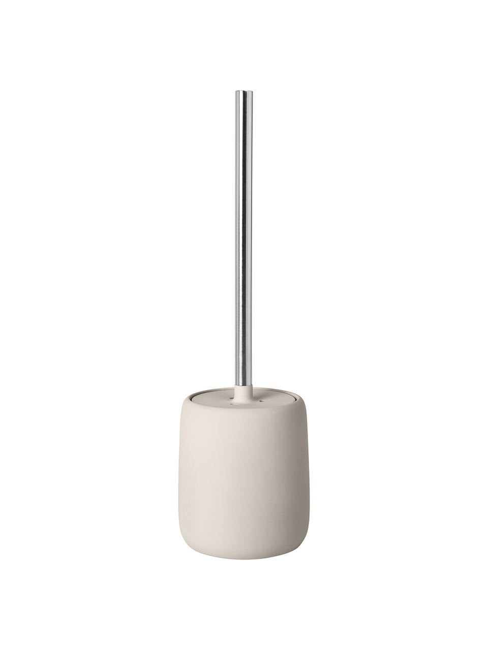 Toilettenbürste Sono, Behälter: Keramik, Griff: Stahl, Beige, Silberfarben, Ø 11 x H 39 cm