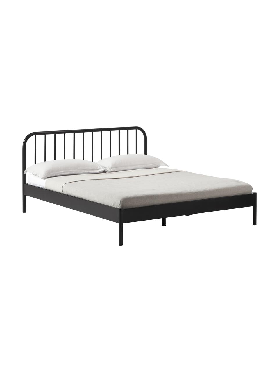 Letto in metallo Sanna, Metallo verniciato a polvere, Nero, Larg. 140 x Lung. 200 cm