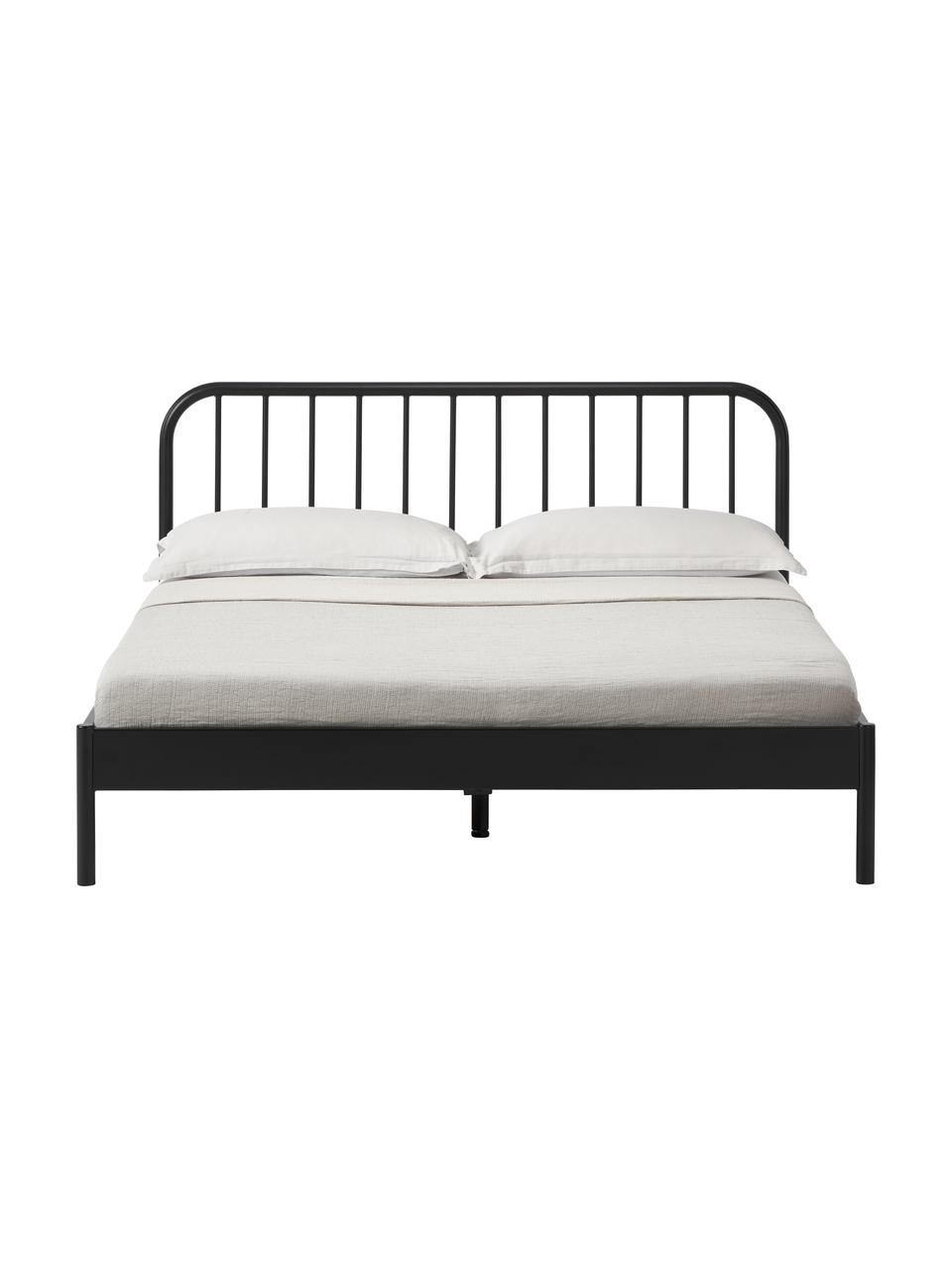 Letto in metallo Sanna, Metallo verniciato a polvere, Nero, Larg. 140 x Lung. 200 cm