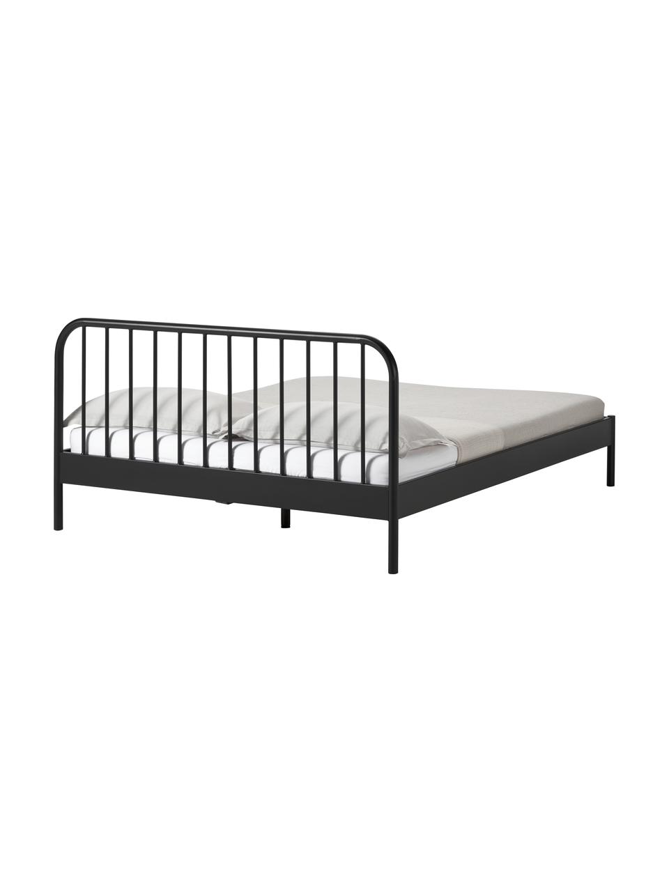 Letto in metallo Sanna, Metallo verniciato a polvere, Nero, Larg. 140 x Lung. 200 cm