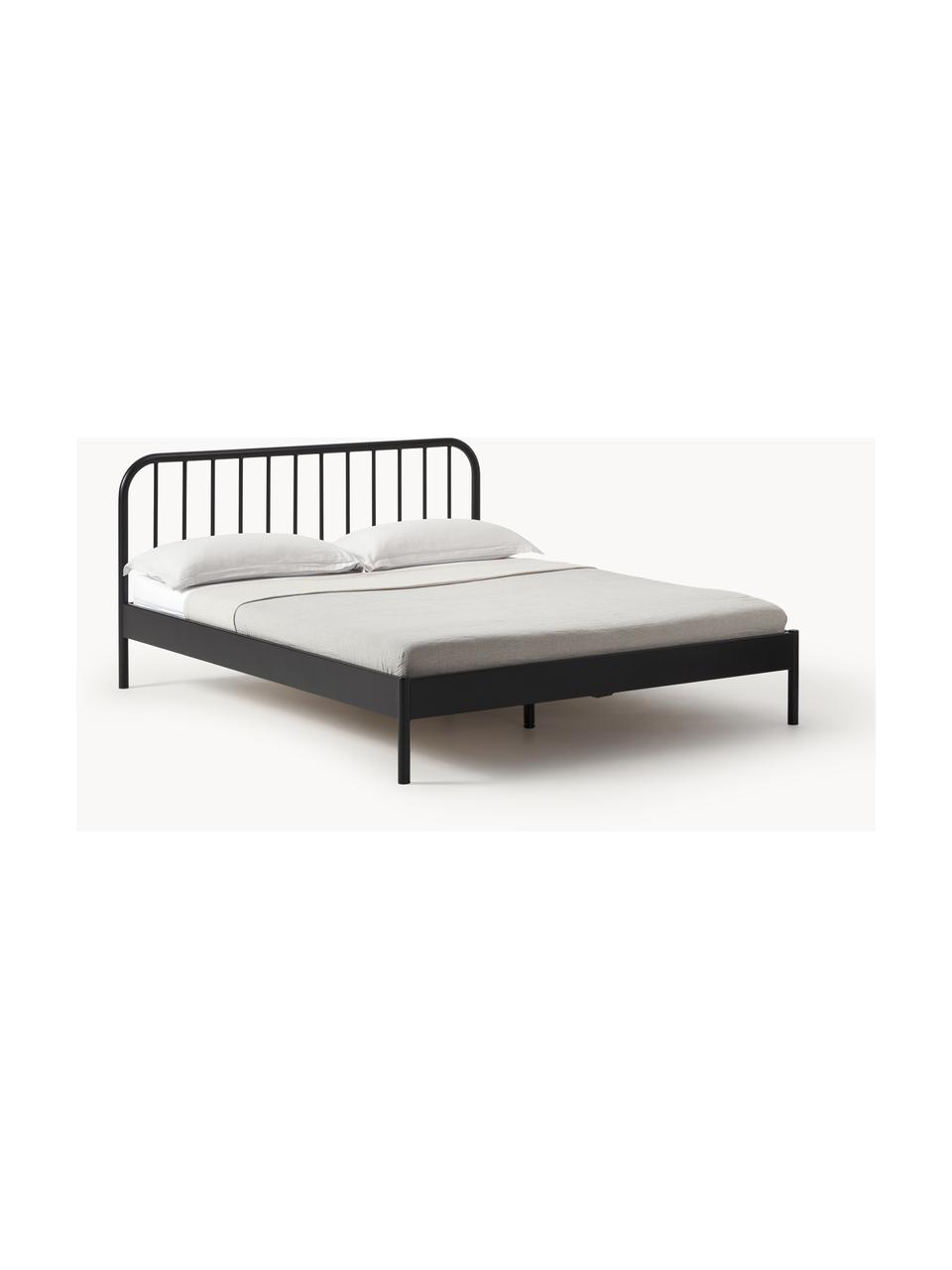 Metalen bed Sanna, Gepoedercoat metaal, Zwart, B 140 x L 200 cm