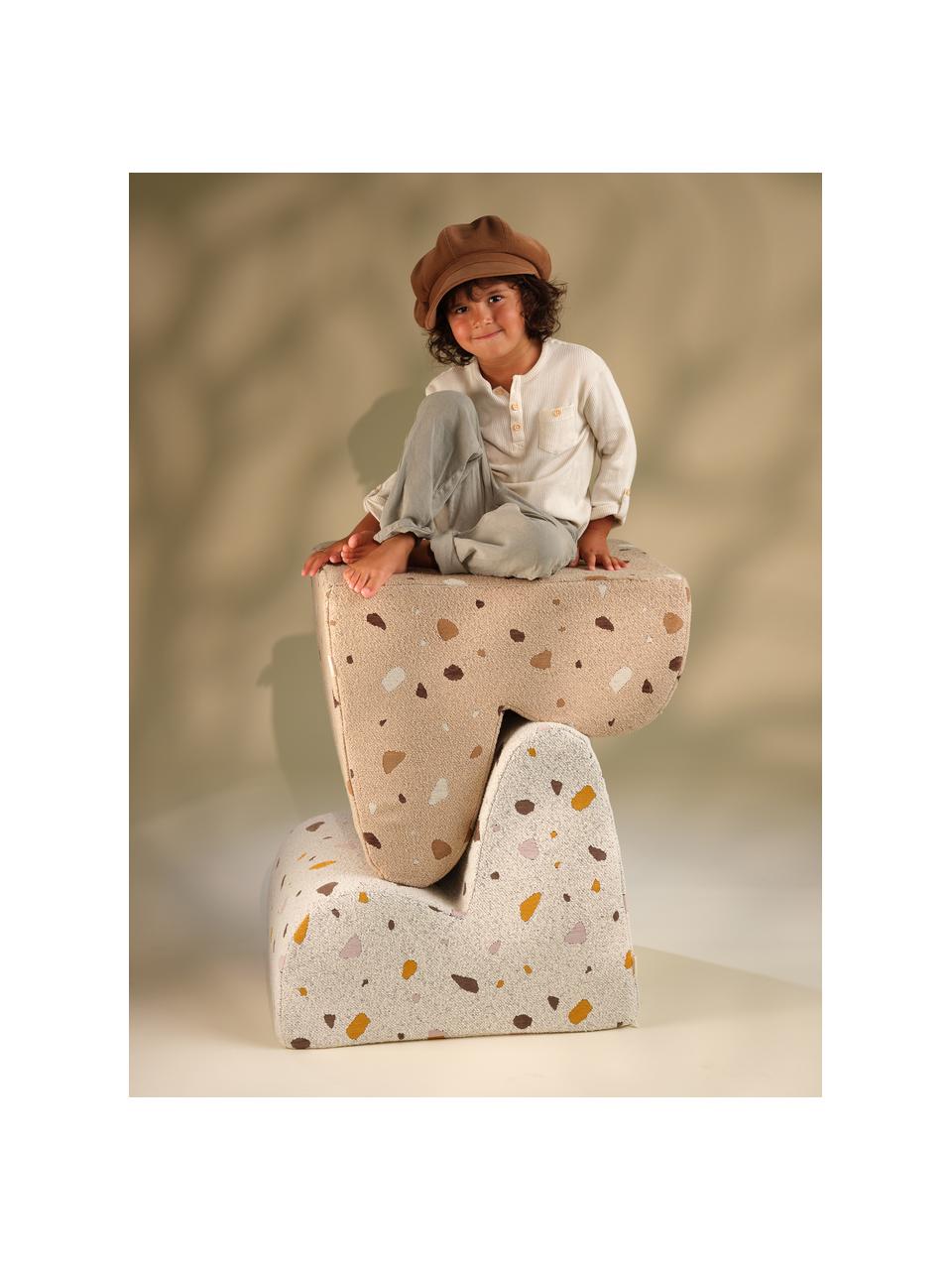 Fauteuil en bouclette pour enfants fait main Cloud, Bouclette blanche, aspect terrazzo, larg. 50 x haut. 60 cm