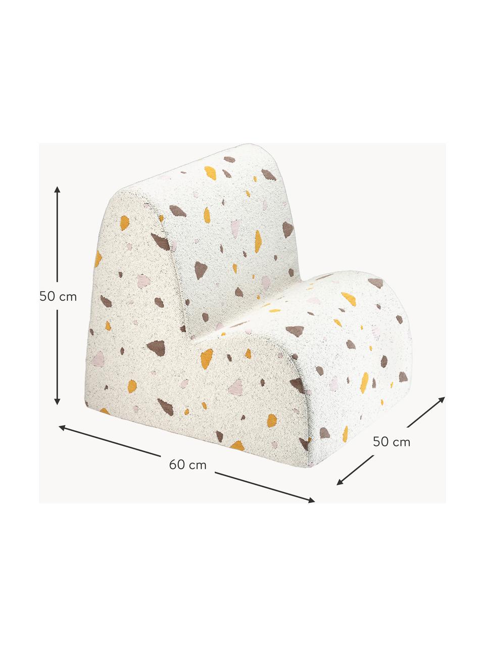 Fauteuil en bouclette pour enfants fait main Cloud, Bouclette blanche, aspect terrazzo, larg. 50 x haut. 60 cm