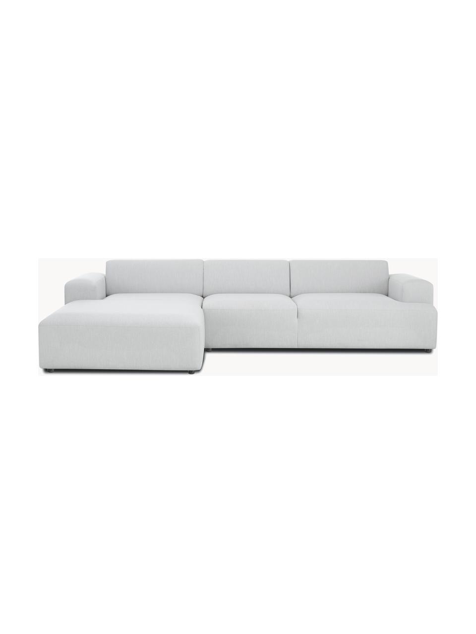 Ecksofa Melva (4-Sitzer), Bezug: 100% Polyester Der hochwe, Gestell: Massives Kiefernholz, FSC, Füße: Kunststoff, Webstoff Hellgrau, B 319 x T 196 cm, Eckteil links