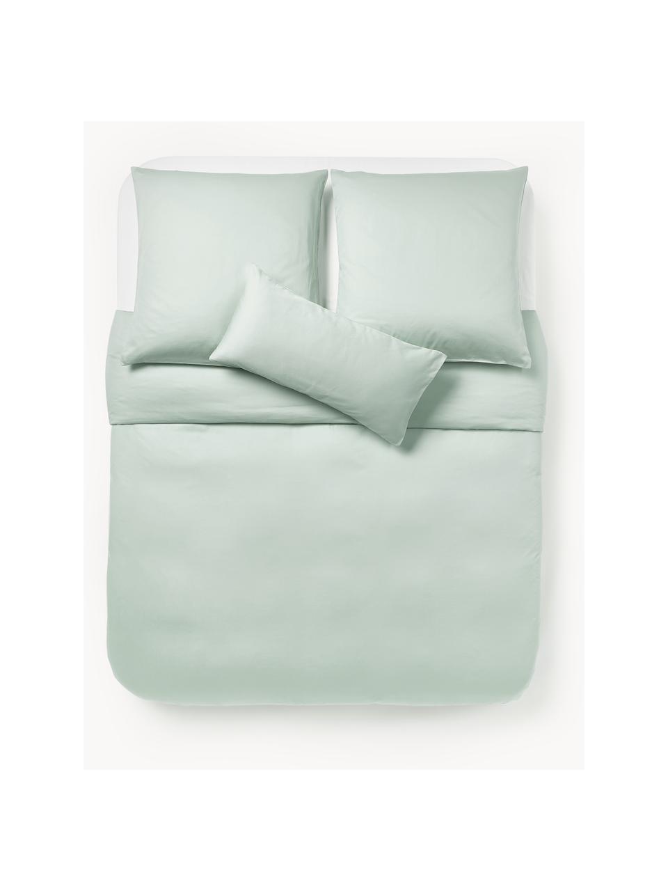 Funda nórdica de satén Comfort, Verde salvia, Cama 90 cm (155 x 220 cm)