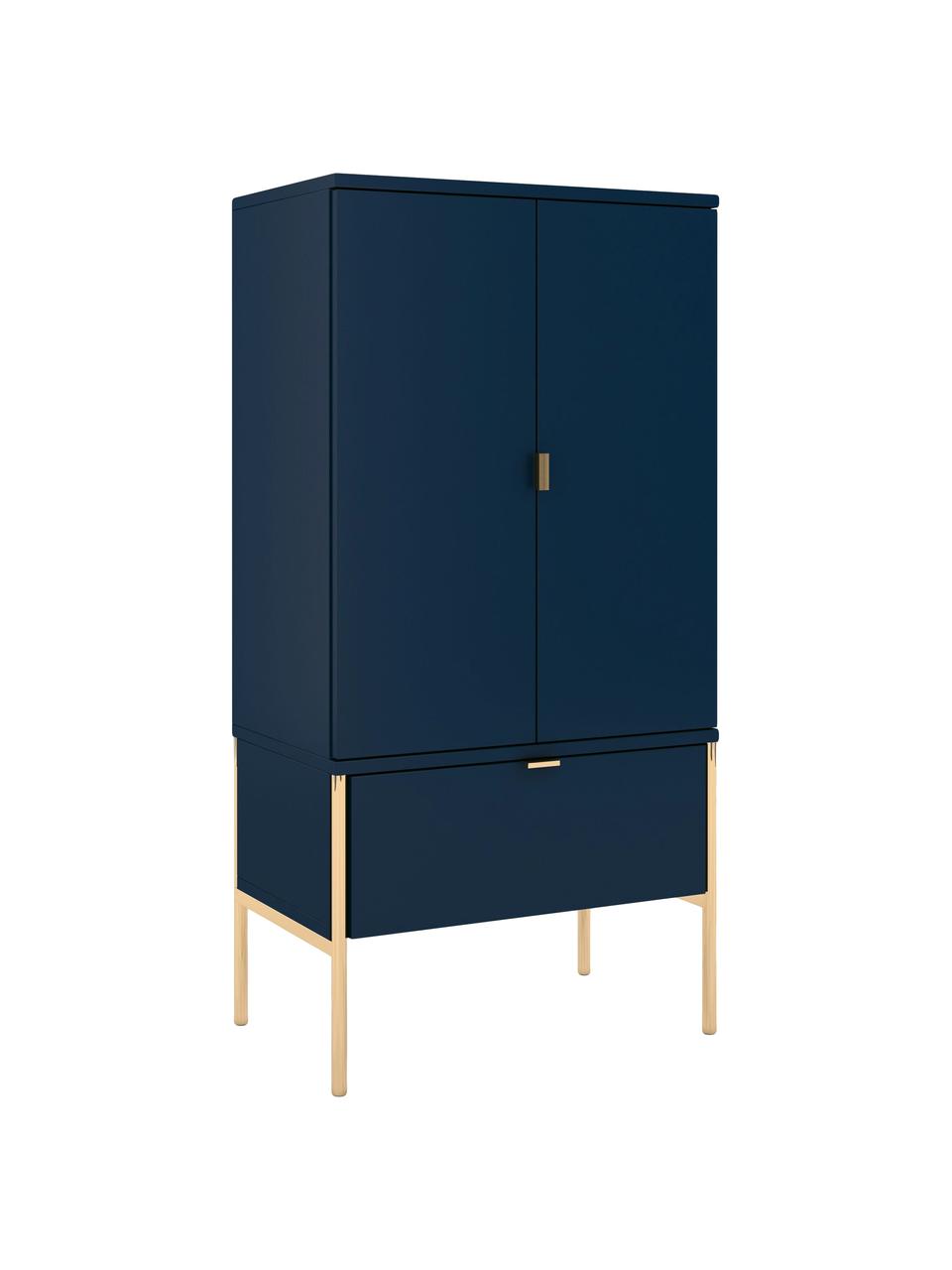 Credenza alta color blu scuro con ante Polka, Blu scuro, Larg. 60 x Alt. 120 cm