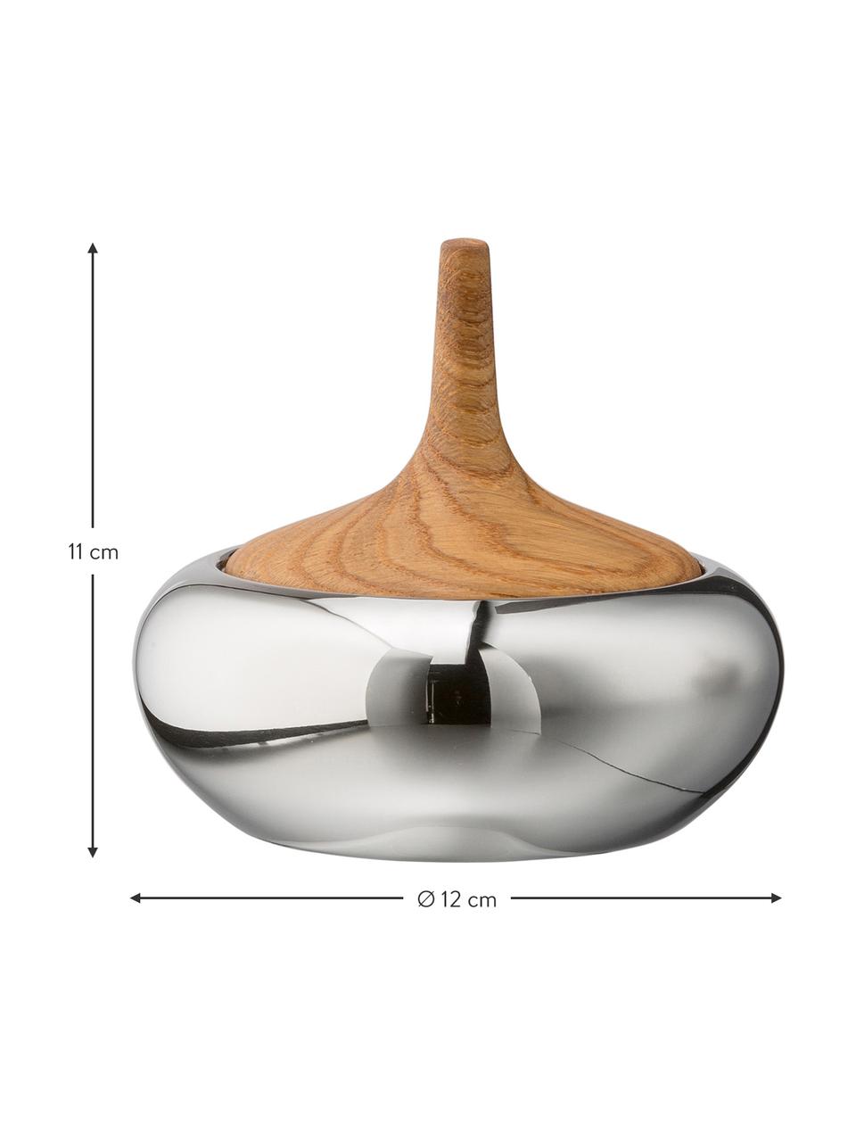 Contenitore Onion, Contenitore: Acciaio inossidabile luci, Coperchio: legno di quercia, Contenitore: acciaio inossidabile, lucido Coperchio: legno di quercia, Ø 12 x Alt. 11 cm