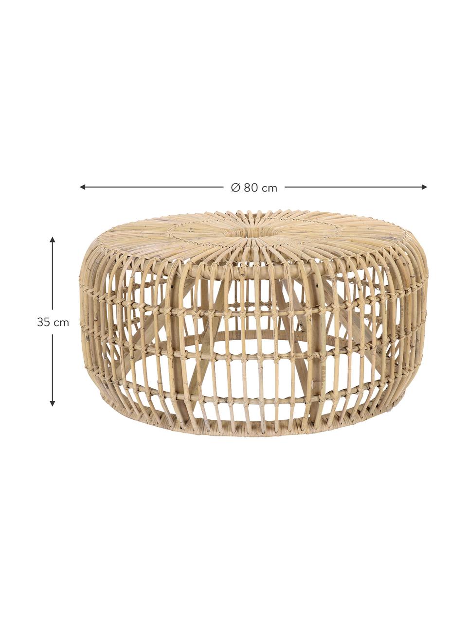 Runder Rattan-Couchtisch Kim, Rattan, naturbelassen, Rattan, Ø 80 x H 35 cm