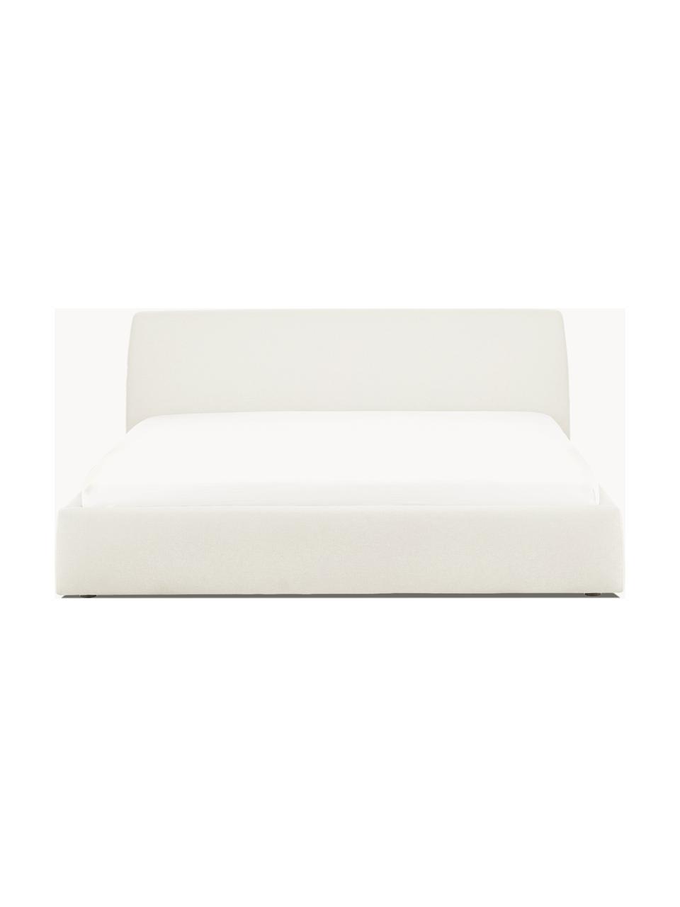 Łóżko tapicerowane Cloud, Tapicerka: 100% poliester (tkanina s, Korpus: lite drewno sosnowe, płyt, Jasnobeżowa tkanina, S 180 x D 200 cm