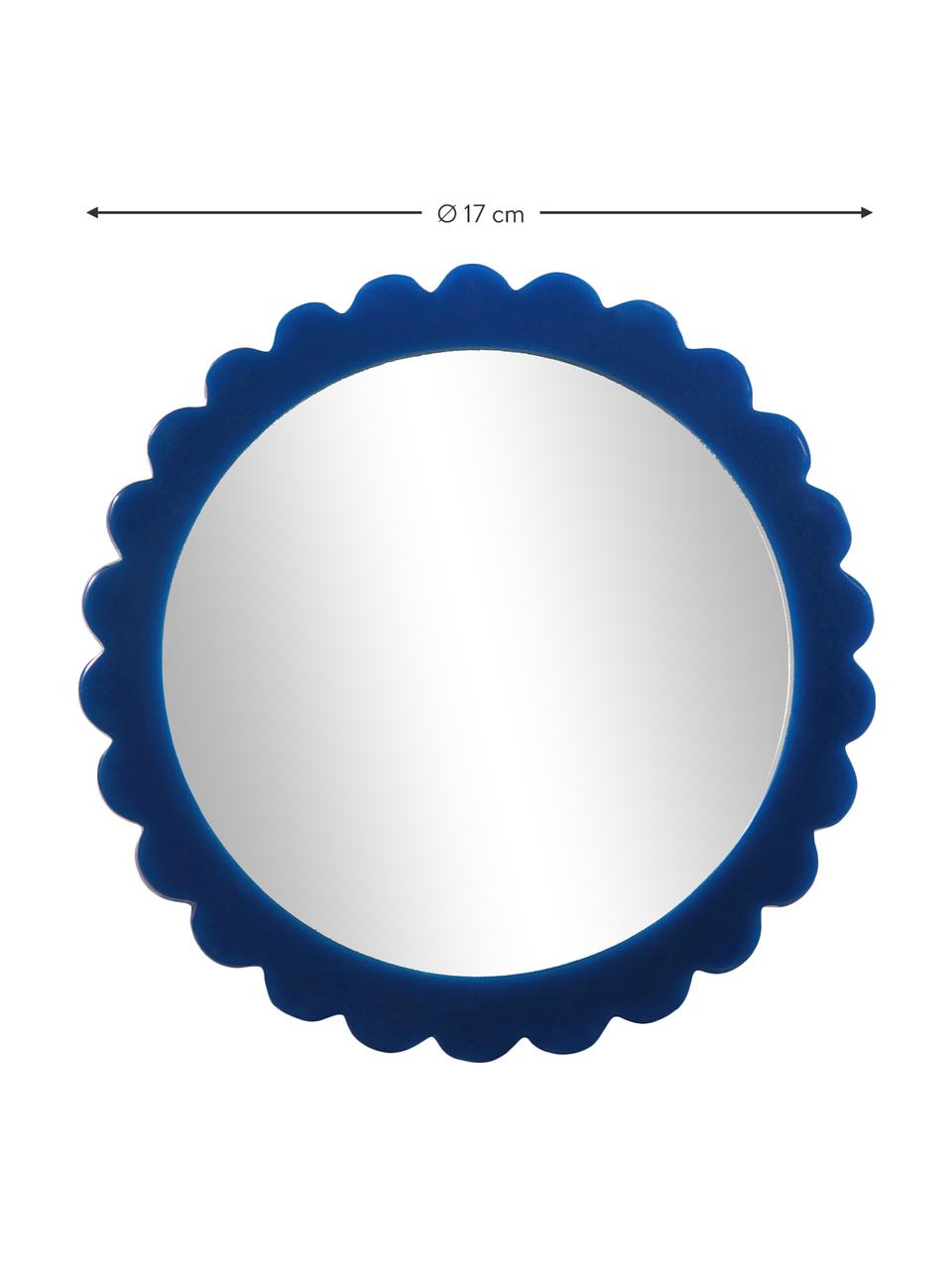 Make-up spiegel Bloom met blauw kunststof frame, Lijst: polyresin, Blauw, Ø 17 cm x D 2 cm