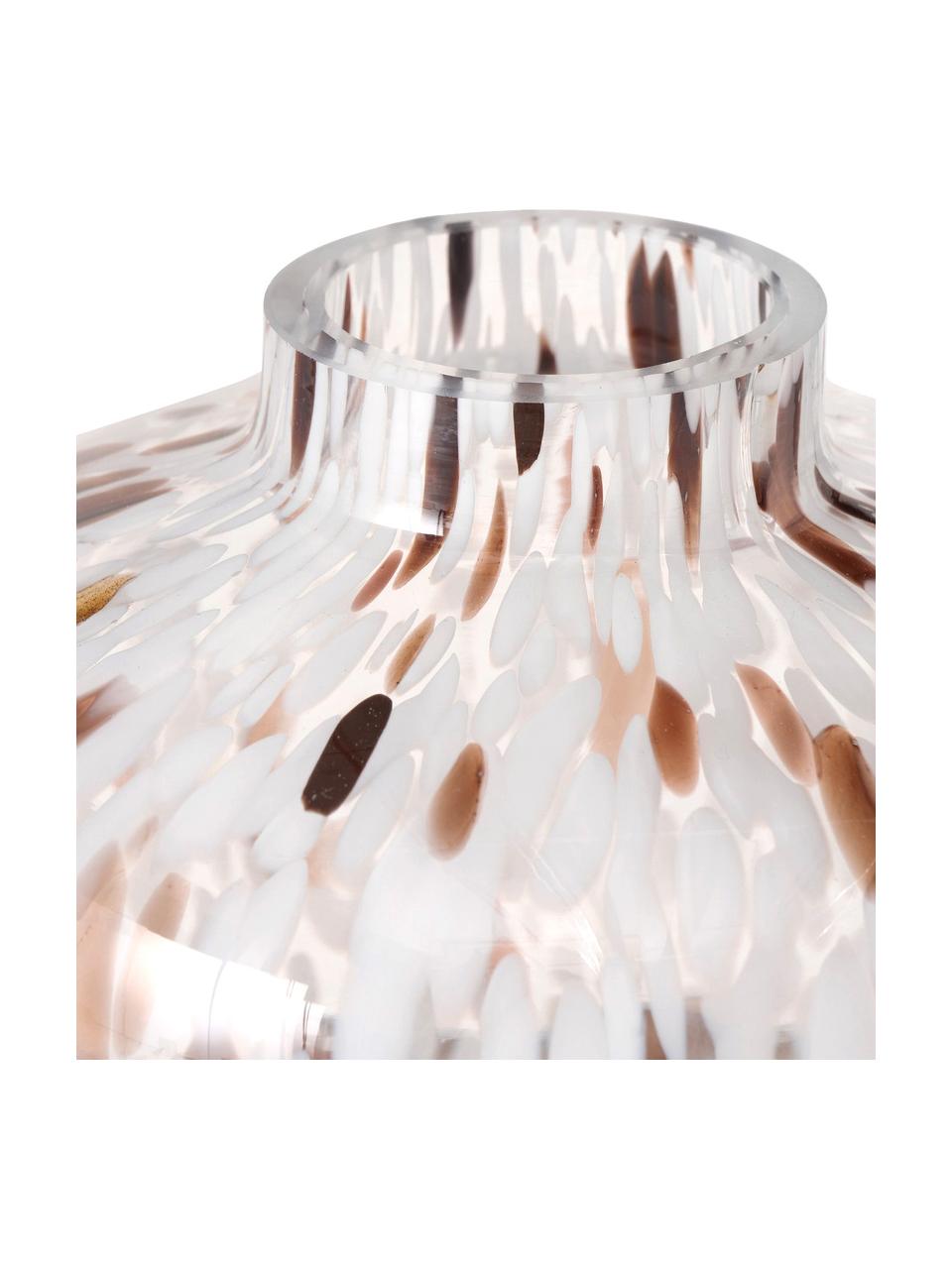 Jarrón grande de vidrio Lulea, Vidrio, Blanco, marrón, transparente, Ø 18 x H 26 cm