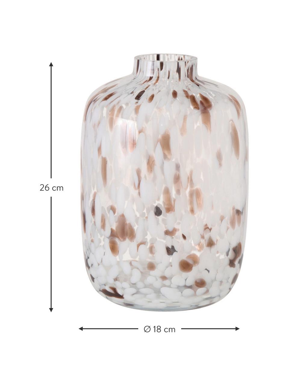 Grote glazen vaas Lulea, Glas, Wit, bruin, transparant, Ø 18 x H 26 cm