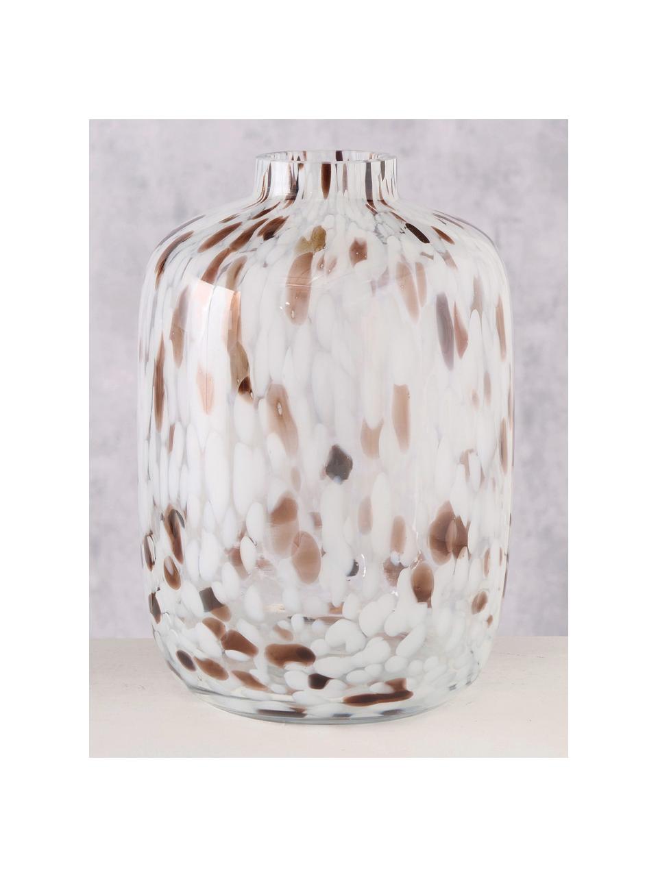 Grosse Glas-Vase Lulea, H 26 cm, Glas, Weiss, Brauntöne, Ø 18 x H 26 cm