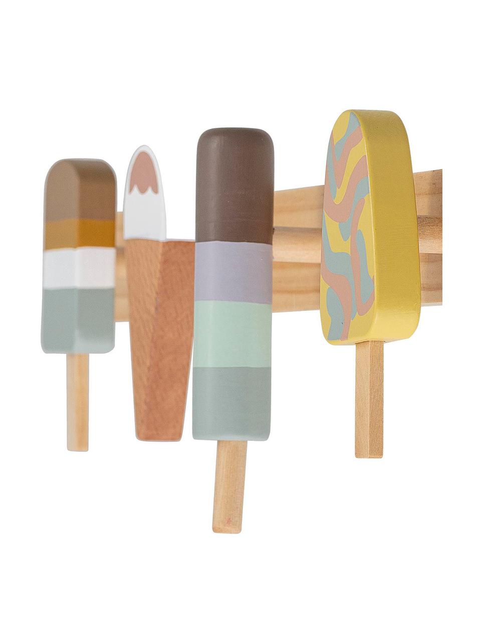 Wandgarderobe Ice Creams, Buchenholz, Lotusholz, Metall, Helles Holz, Mehrfarbig, B 38 x H 13 cm