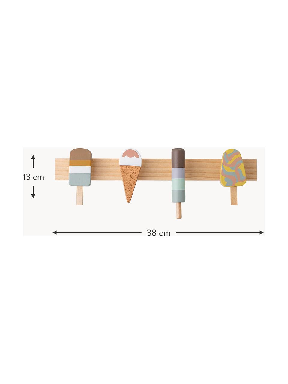 Nástěnný věšák Ice Creams, Bukové dřevo, lotosové dřevo, kov, Bukové dřevo, více barev, Š 38 cm, V 13 cm