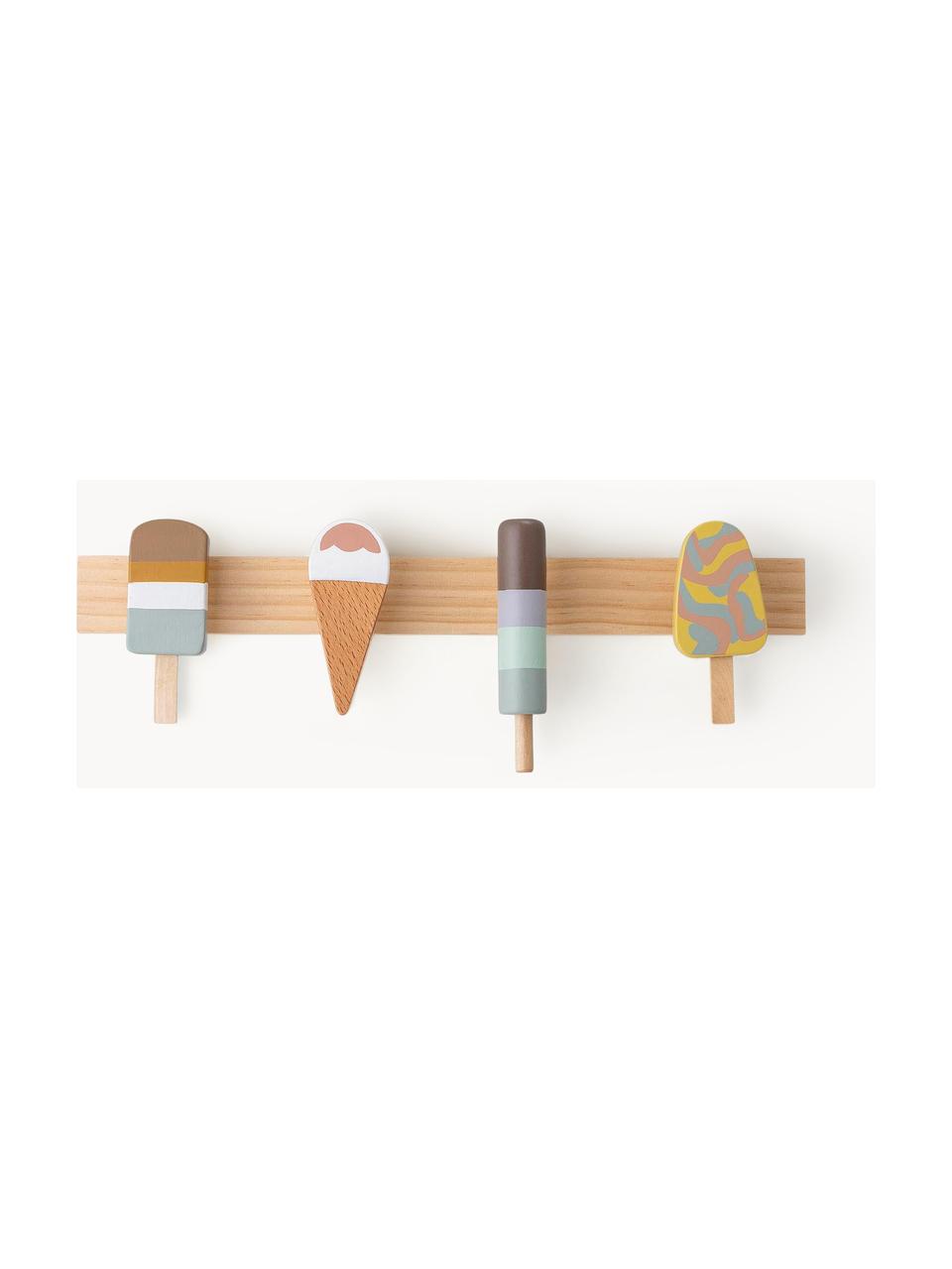 Nástěnný věšák Ice Creams, Bukové dřevo, lotosové dřevo, kov, Bukové dřevo, více barev, Š 38 cm, V 13 cm