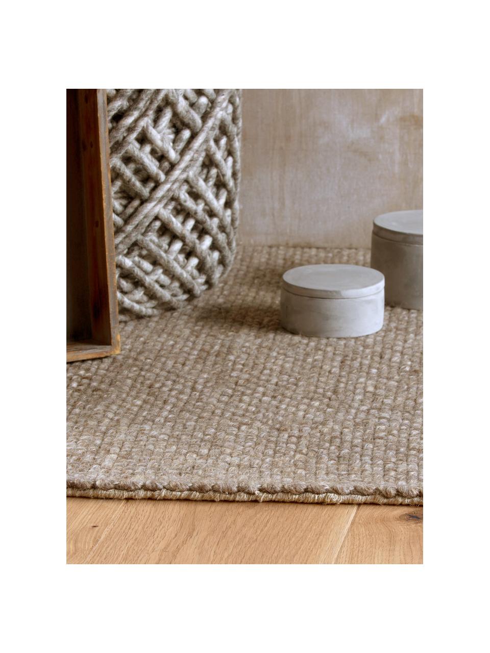 Ręcznie tkany dywan z wełny z frędzlami Alvin, Taupe, melanżowy, S 120 x D 170 cm (Rozmiar S)