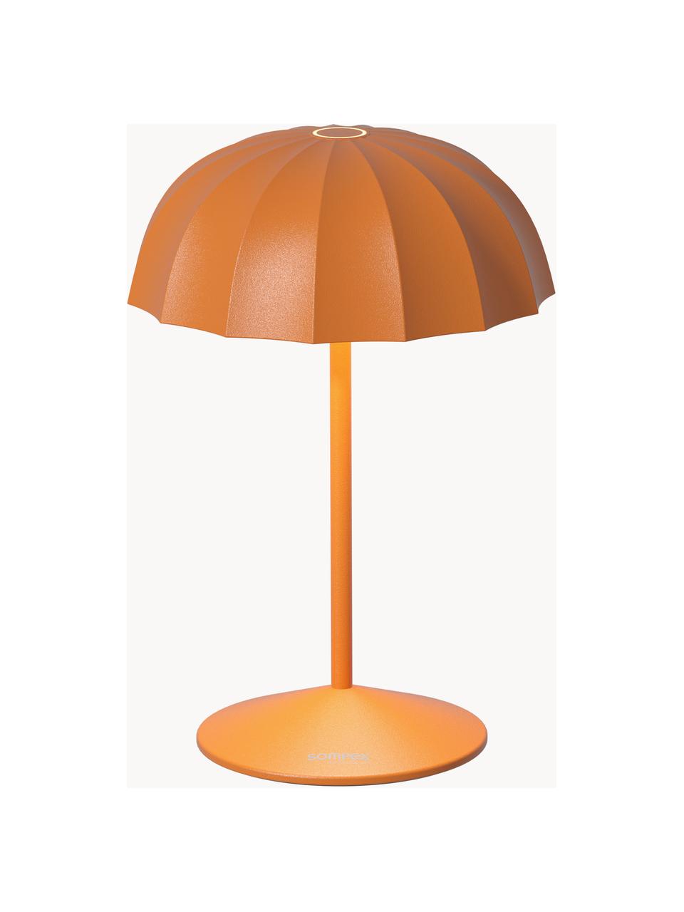 Kleine mobile LED-Außentischlampe Ombrellino, dimmbar, Orange, Ø 16 x H 23 cm