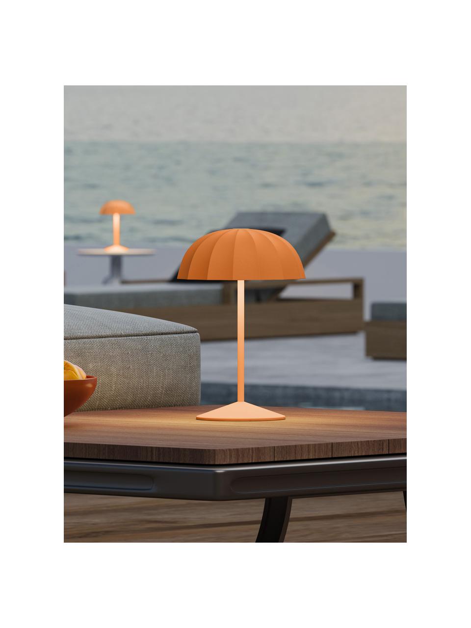 Kleine mobile LED-Außentischlampe Ombrellino, dimmbar, Orange, Ø 16 x H 23 cm