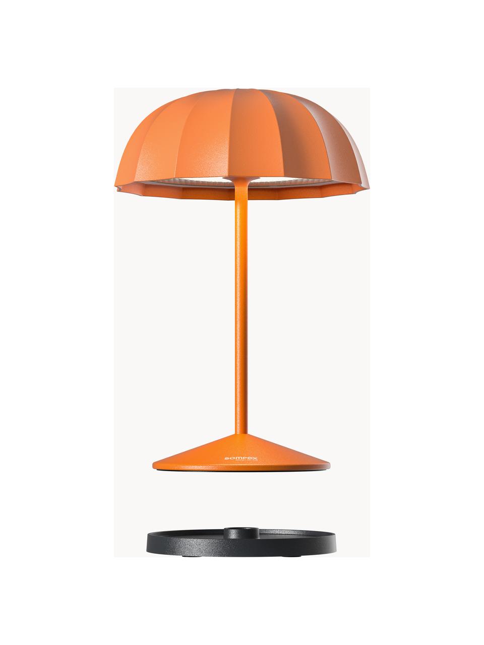 Kleine mobile LED-Außentischlampe Ombrellino, dimmbar, Orange, Ø 16 x H 23 cm
