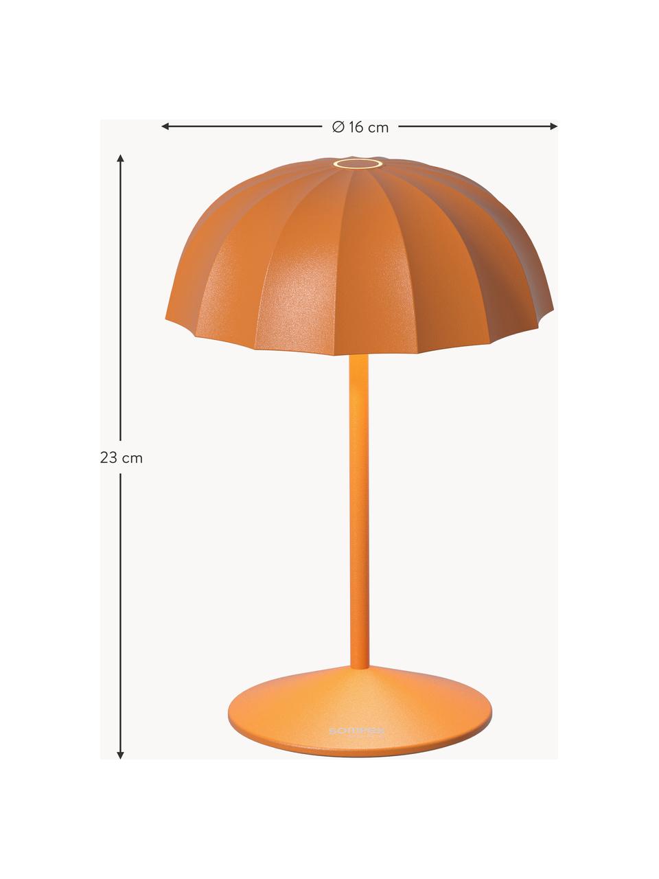 Kleine mobiele LED outdoor tafellamp Ombrellino, dimbaar, Lamp: gecoat aluminium, Oranje, Ø 16 x H 23 cm