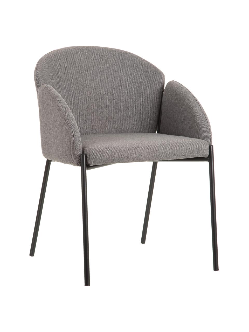 Krzesło tapicerowane z metalowymi nogami Malingu, Tapicerka: 95% poliester, 5% bawełna, Stelaż: metal lakierowany, Szary, S 60 x G 60 cm