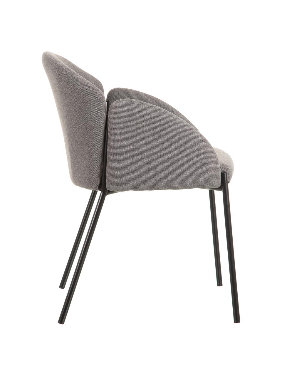 Čalúnená stolička s kovovými nohami Malingu, Sivá, Š 60 x H 60 cm