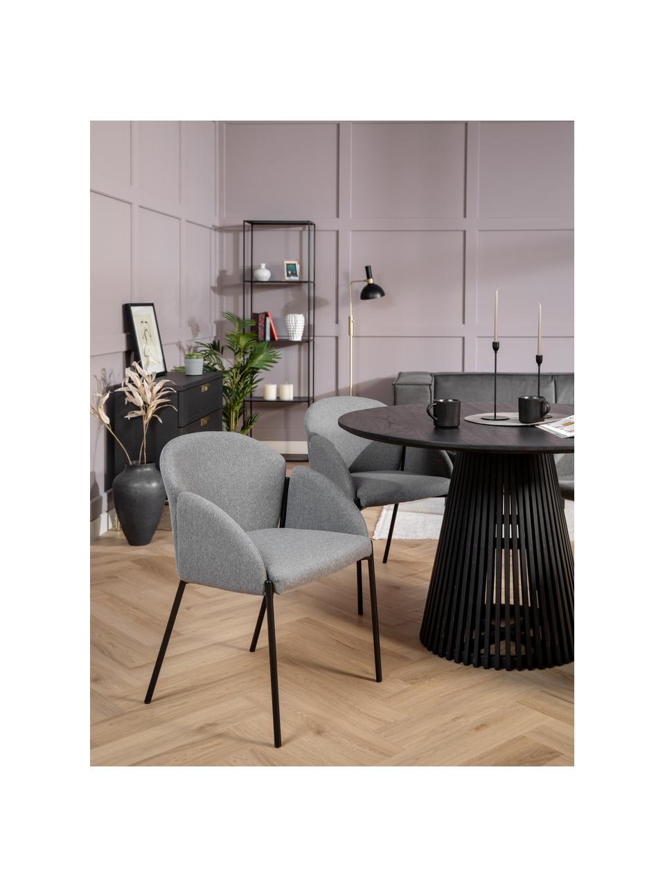 Grijs gestoffeerde stoel Malingu met metalen poten, Bekleding: 95 % polyester, 5 % katoe, Frame: gelakt metaal, Grijs, B 60 x D 60 cm