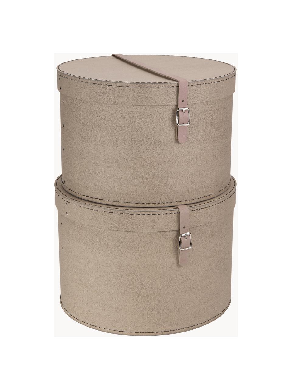 Boîtes de rangement rondes Rut, 2 élém., Beige, Lot de différentes tailles