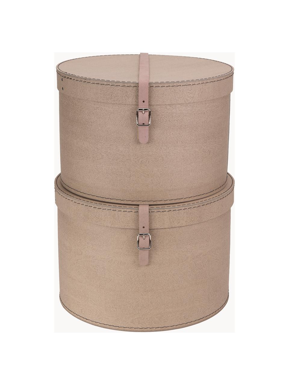 Boîtes de rangement rondes Rut, 2 élém., Beige, Lot de différentes tailles