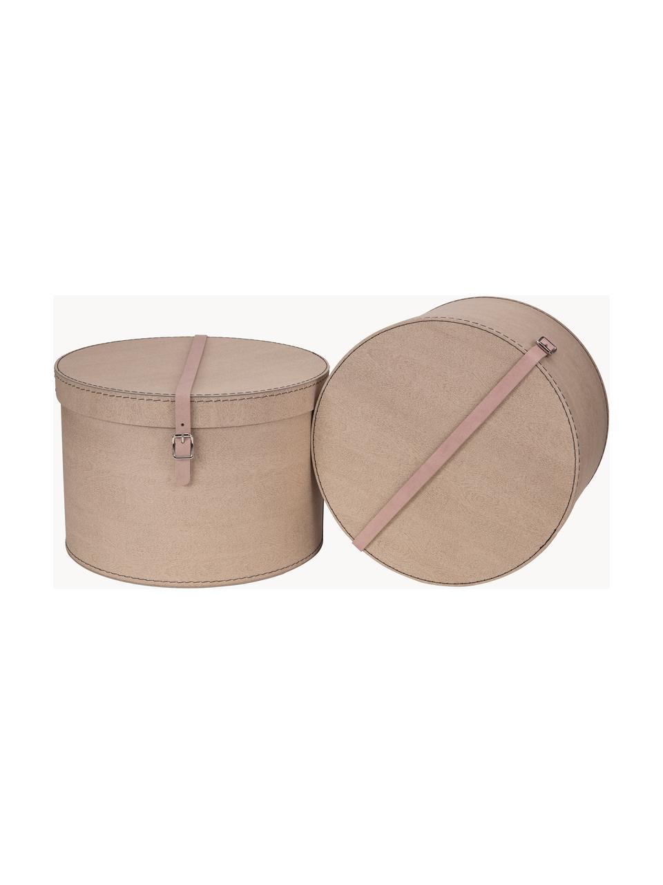 Boîtes de rangement rondes Rut, 2 élém., Beige, Lot de différentes tailles