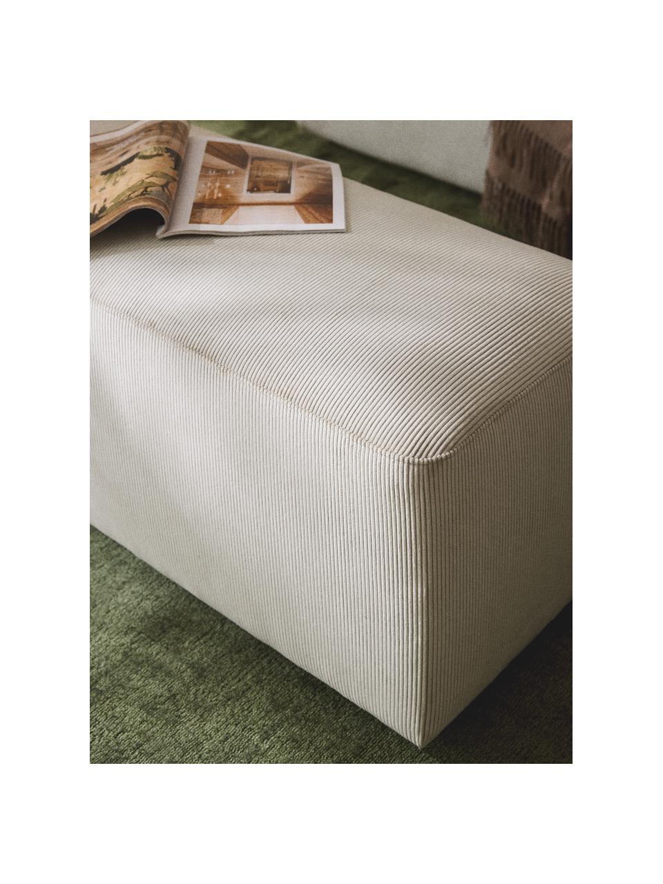 Corduroy poef Melva, B 99 x D 42 cm, Bekleding: corduroy (92% polyester, , Frame: massief grenen- en sparre, Poten: kunststof Dit product is , Corduroy lichtbeige, B 99 x D 42 cm