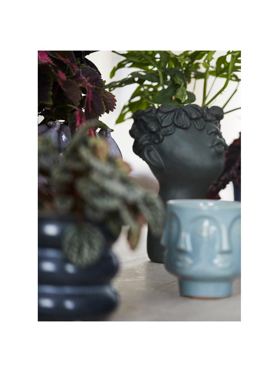 Macetero pequeño de cerámica Milly, Cerámica, Azul oscuro, Ø 13 x Al 16 cm