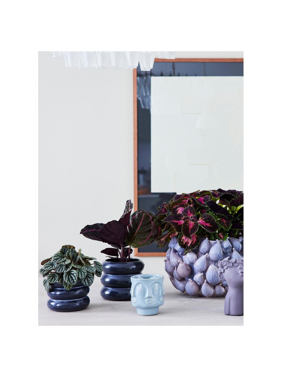 Kleine plantenpot Milly van keramiek, Keramiek, Donkerblauw, Ø 13 x H 16 cm
