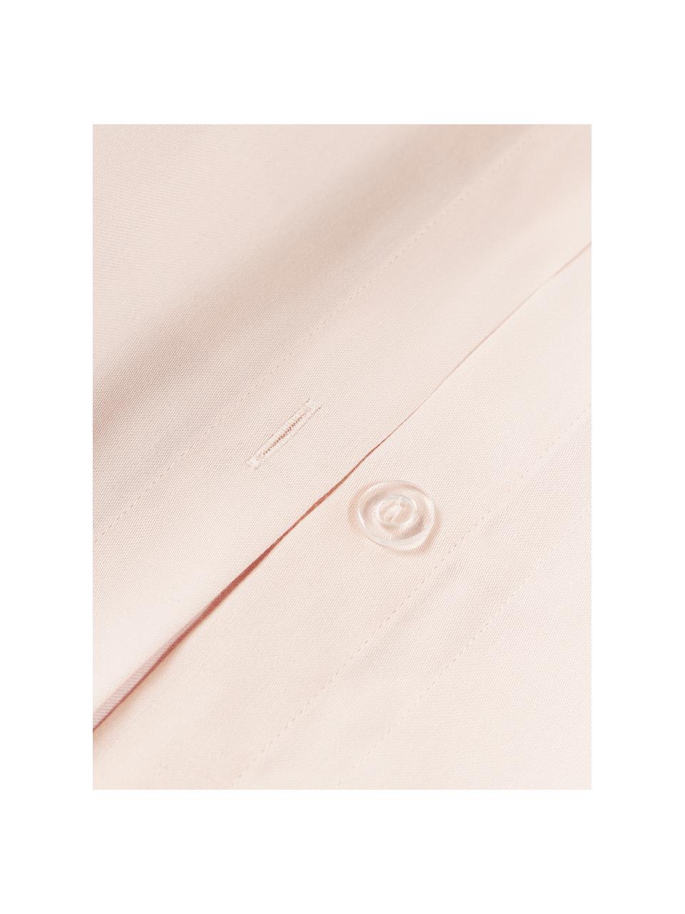 Copripiumino in raso di cotone a righe con orlo rialzato Brendan, Tonalità albicocca, Larg. 200 x Lung. 200 cm