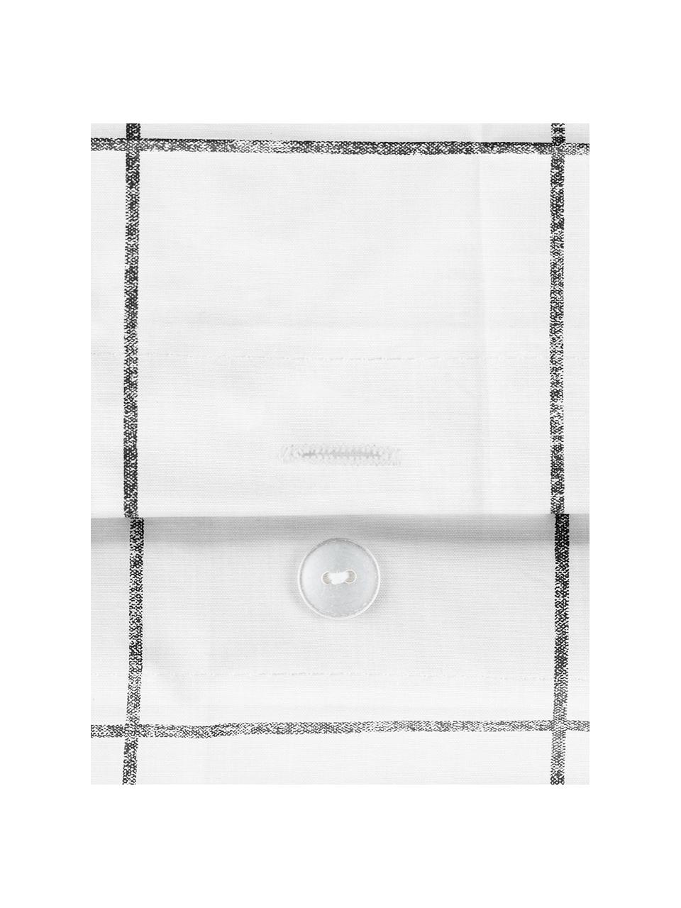 Funda de almohada de percal Juna, Blanco y negro a cuadros, An 45 x L 85 cm