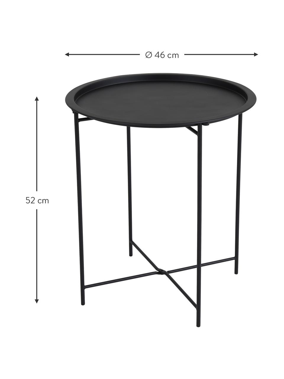 Table ronde en métal Sangro, Métal, enduit, Noir, Ø 46 x haut. 52 cm