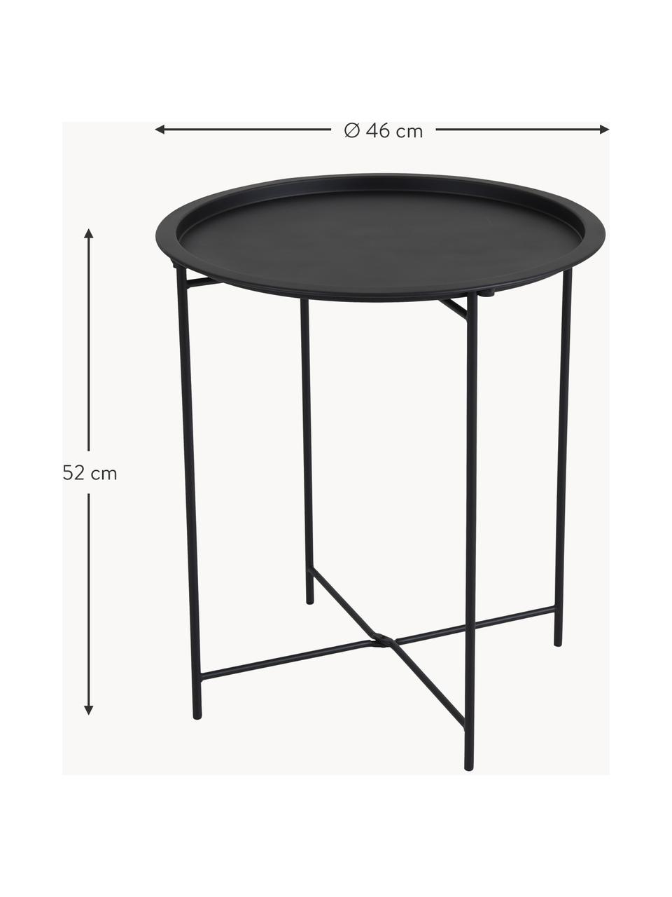 Okrúhly kovový stolík s podnosom Sangro, Potiahnutý kov, Tienidlo: čierna Podstavec: matná čierna, Ø 46 x V 52 cm
